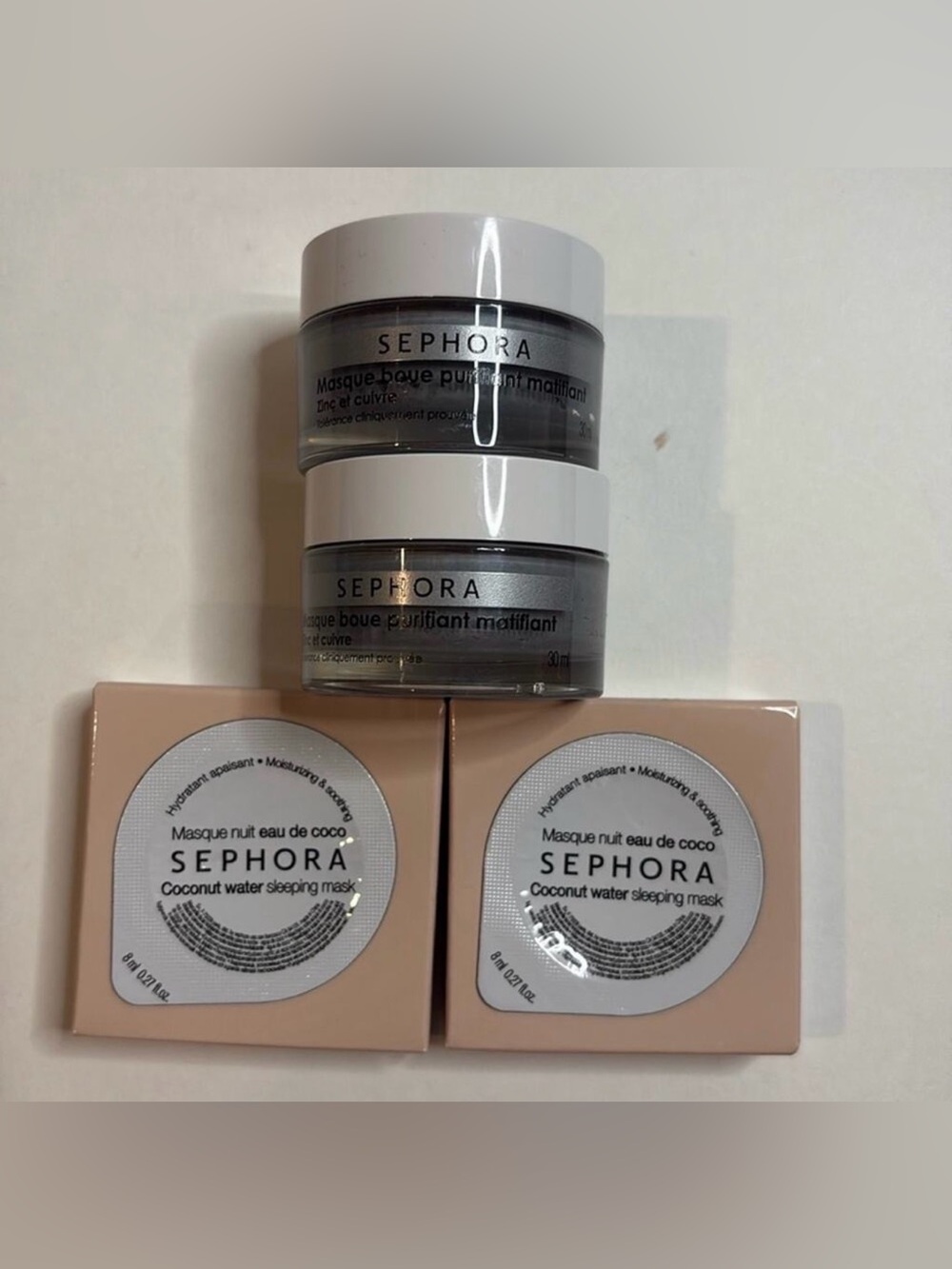 NWT Sephora bundle of two mud masks and two coconut water sleeping mask